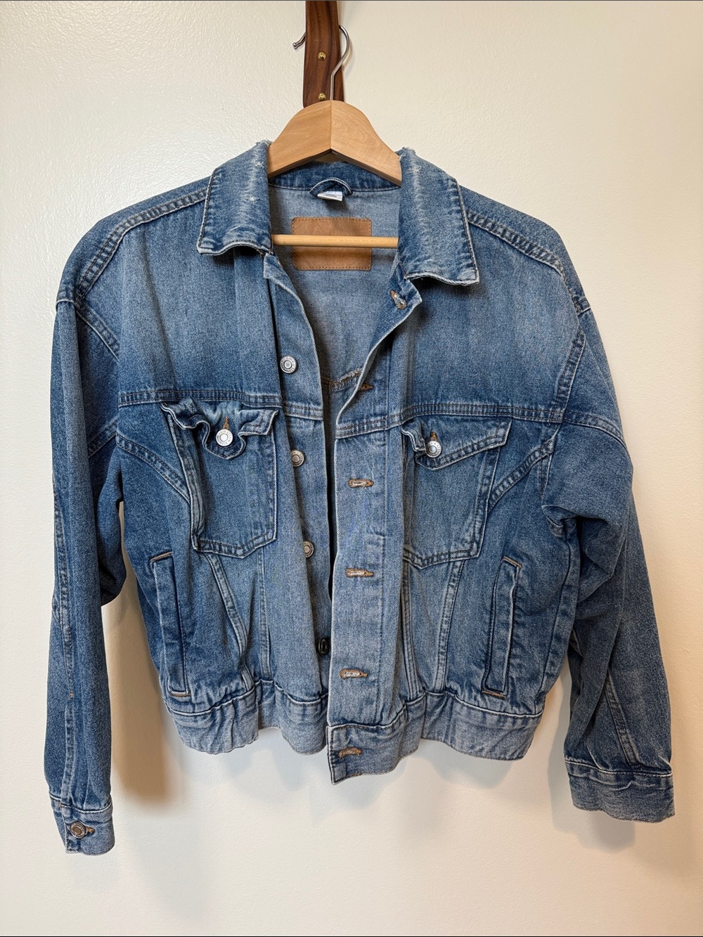 H&M &Denim Oversized Bomber Style Denim Jacket